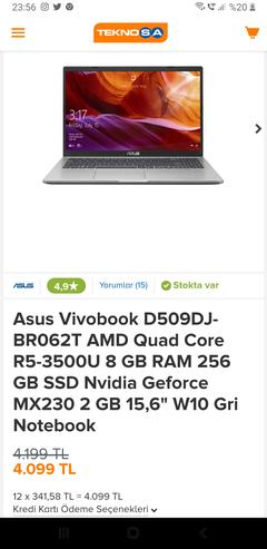 Asus Vivobook D509DJ-BR062T  4099 ₺ alınır mı?