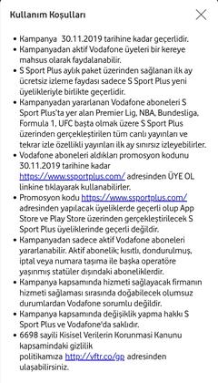 30 KASIM'A KADAR UZADI!!! Vodafone Üyelerine 1 Ay S Sport Plus Üyeliği Hediye