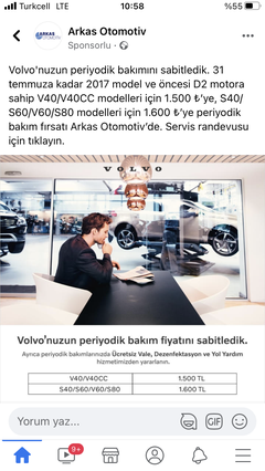  Volvo bakım fiyatları