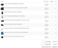  3000 tl Monitör hariç sistem Toplama