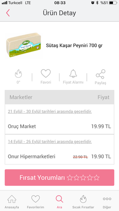 Sütaş Taze Kaşar 1.000 gr. ----> 20.50 TL