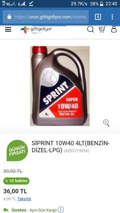 Benzinl/Dizel/LPG 4LT 10W/40 yağ : 37,5 TL (ISO, TUV, TSE belgeli)