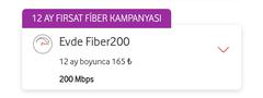 Vodafone 200 Mbps 165₺.