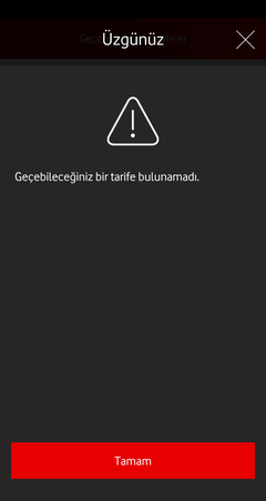 Vodafone gecebilecegim tarife yok