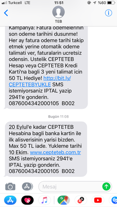 CEPTETEB - 20 Eylül'e kadar yapılan ilk alışverişe %50 iade (max 50TL)