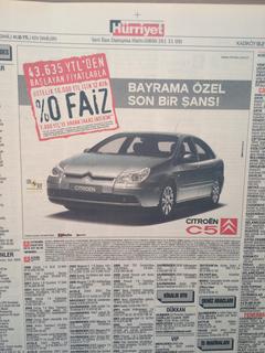 2006 Yılı Araba Fiyatları (Gazete Sayfaları)