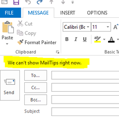  Microsoft Office Outlook 2013 'We Can't Show Mailtips Right Now' Problemi