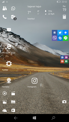  Windows 10 Mobile Ana Ekranlarınız