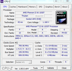 AMD Phenom II X6 1055T 800mhz görünmesi