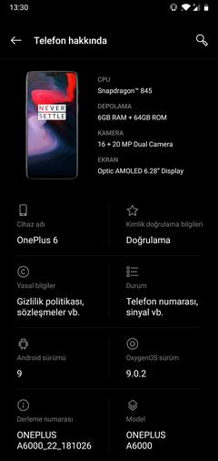 ONEPLUS 6 YENİ GÜNCELLEME