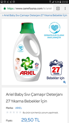 58 Indirim - Ariel Baby Sıvı Çamaşır Deterjanı 27 Yıkama 14,90TL (4 Adet  54,90TL) Ücretsiz Kargo (Gittigidiyor) | DonanımHaber Forum