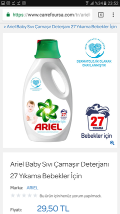 58 Indirim Ariel Baby Sivi Camasir Deterjani 27 Yikama 14 90tl 4 Adet 54 90tl Ucretsiz Kargo Gittigidiyor