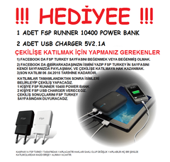  HEDİYE POWERBANK VE USB CHARCER :)