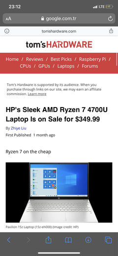 (USA HP Store) HP Pavilion - 15z-eh000 Ryzen 4700U 8GB RAM 128GB SSD FHD IPS WIFI 6 Laptop 500$