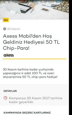 Axess Mobil e özel 4*100e 50 çip 30 kasıma kadar. 