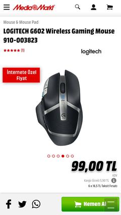 Logitech G602 Kablosuz Oyuncu Faresi (99 lira)