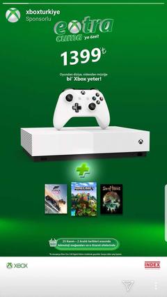 Microsoft Xbox One S 1TB All Digital 3 Oyun + 1 Kol 1399 TL(N11 de 1299) |  DonanımHaber Forum