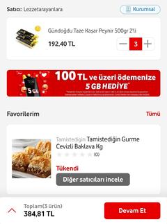 Bitti - Vodafone Yanımda- Gündoğdu Kaşar 3kg 384.81 TL