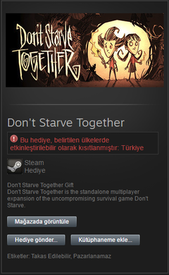  -SATILDI- Dont Starve Together Steam Gift