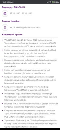 world mobil trendyol 300 e 40 ekstre indirimi