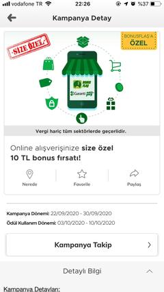 Online Alışverişe 10 Tl bonus (75/10 - Kişiye Özel)