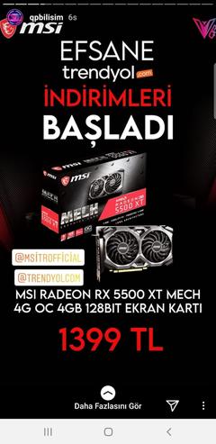 MSI Radeon RX 5500 XT MECH 8G OC Trendyol 1639 TL