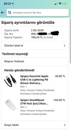 Spigen Apple Hızlı Sarj Başlığı ve Kablosu 106,58 TL