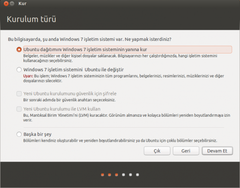  win7 yanına ubuntu kurumu