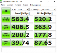 Crucial 500GB MX500 SSD Disk CT500MX500SSD1 Crystaldiskmark Test Sonucu