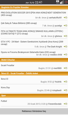  Mobilde secilen forum sorunu