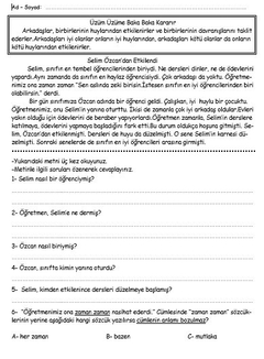 İLKOKULLAR İÇİN ETKİNLİK TEST VE UYGULAMALAR