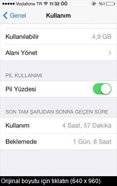  iPhone 4s iOS 7 batarya performansı ss