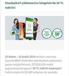 👑EFSANE FIRSAT👑Garanti Mobil İle İstanbulkart Yükleyenlere İstegelsin'de 50 TL İndirim