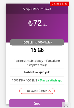Vodafone Simple Tarifeler