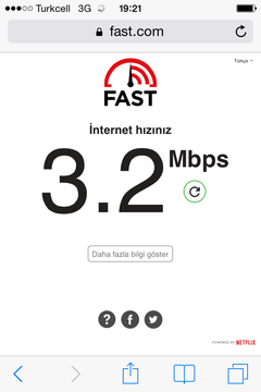 Turkcell hızım 1mbps yi geçmiyor.