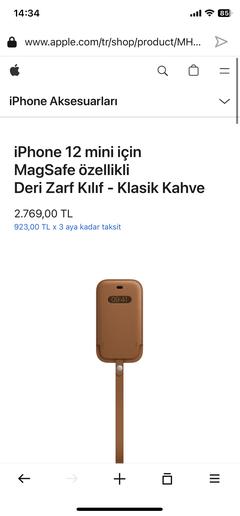 iPhone 12 mini için MagSafe özellikli Deri Zarf Kılıf - Klasik Kahve troy 499₺