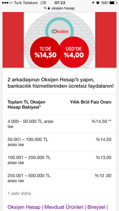 Odeabank Oksijen Hesap  %22.50 Nisan 2019