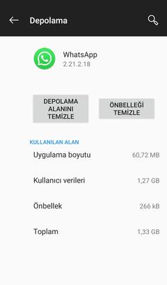 WhatsApp'ın telefonda 1,27 GB yer kaplaması sorunsalıp