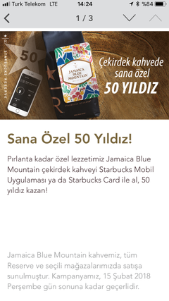 Starbucks Jamaica Blue Cekirdek Kahve Alimina 50 YILDIZ( 3 Kahve) Hediye - 250gr-195TL