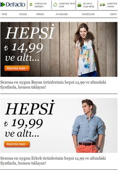  DeFacto Depo Kampanyası Hepsi 14,99, 19,99