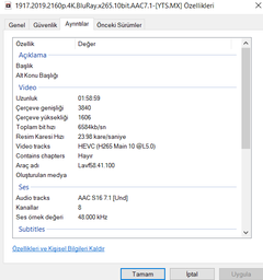 4k MKV video açamıyorum.