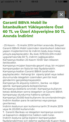 👑EFSANE FIRSAT👑Garanti Mobil İle İstanbulkart Yükleyenlere İstegelsin'de 50 TL İndirim