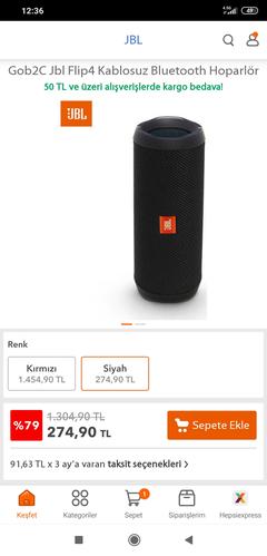 JBL flip 4 Hepsiburada 274 tl