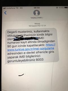 imei kapanması yasal uyarı 90 gün