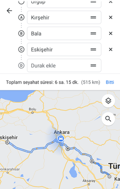 Ürgüp'ten Eskişehir'e Yol Tarifi?