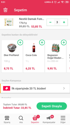 Yemek Sepeti Banabi 3 Adet Nestle Damak Bayramlık 34 TL (kuponla)