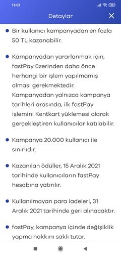 Fastpay ulaşım kartı yükleme 50/50