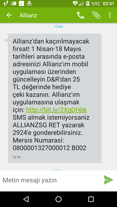 Allianz e-posta dogrulayana D&R 25TL hediye ceki