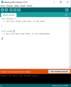 Arduino uno kartı için derleme hatası [ÇÖZÜLDÜ]