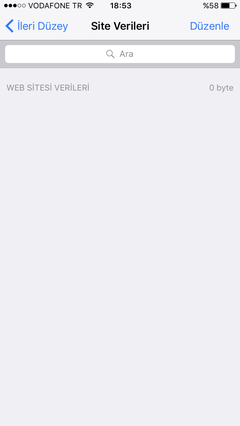 Safari site verilerini silemiyorum